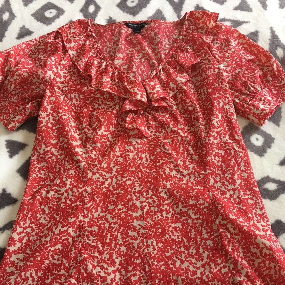 Red v neck blouse